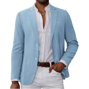 Imagem de GRACE KARIN Blazer masculino casual, jaqueta esportiva leve com 2 botões, Azul-celeste, P
