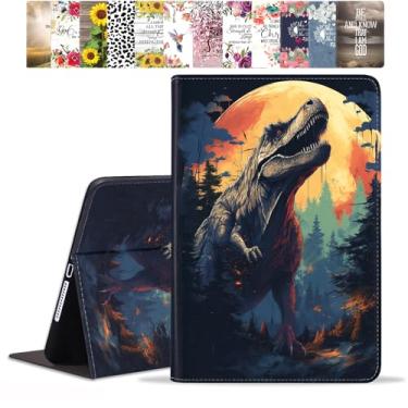 Imagem de POIUYTREW Capa para Samsung Galaxy Tab S9 FE 5G 10,9 polegadas/Galaxy Tab S9 11 polegadas 2023, capa fólio de couro PU capa inteligente com suporte e hibernação automática, dinossauro