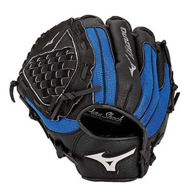 Imagem de Mizuno Luvas de beisebol PowerClose GPP1050Y3RY série Prospect, 26,66 cm, mão esquerda, preto/Royal Tartan Flex Web