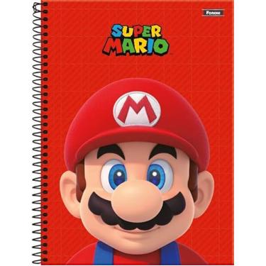Imagem de Caderno C/D 01 Materia Super Mario Bros 80 Folhas Foroni Capa Sortida