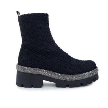 Imagem de Bota Feminina Stasy Cano Curto Lurex Preta - 6010-Feminino