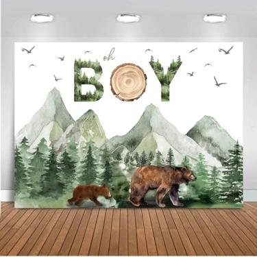 Imagem de ANSHUHAI Oh Boy Backdrop Let The Adventure Begin Decorações de chá de bebê para meninos Oh Boy Decorações de chá de bebê para meninos Oh Boy Banner (2,1 x 1,5 m)