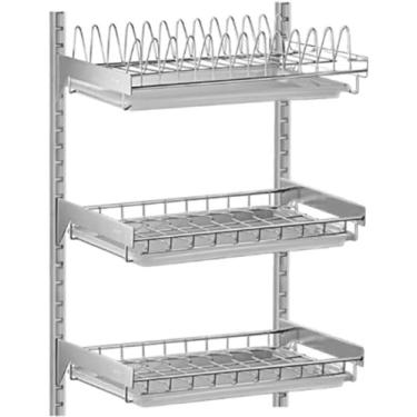 Imagem de Rack de escorredor de pratos montado na parede Rack de pratos de aço inoxidável Pendurado na parede Placa de drenagem Organizador de armazenamento de cozinha Rack de secagem de pratos Suport