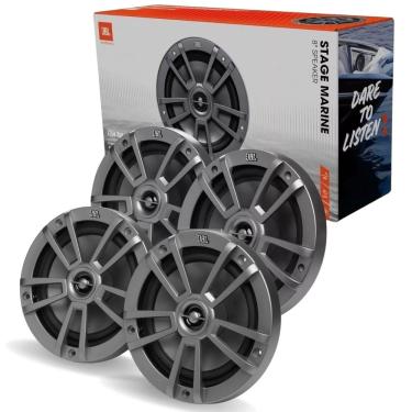Imagem de Kit 4 Alto Falantes 8  JBL Stage Marine 250 Watts Rms - Cinza