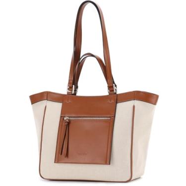 Imagem de VASCHY Bolsa feminina de lona moderna, de couro vegano, patchwork, bolsa de ombro para trabalho, Damasco, One Size