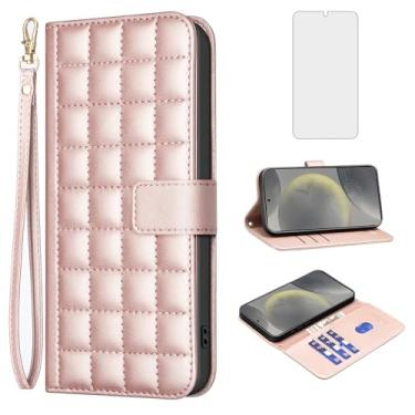 Imagem de Asuwish Capa carteira para Samsung Galaxy S24 Plus S24+ 5G com protetor de tela de vidro temperado, alça de pulso, suporte para cartão de crédito, capa flip para celular S24plus 24S + S 24 24+