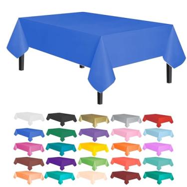 Imagem de Toalha de mesa Allgala de plástico premium com 12 unidades, peso médio, descartável, Dark Blue, 6PK 54"x108"