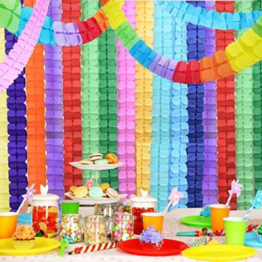 Imagem de Pacote com 12 decorações coloridas de flores de papel trevo de quatro folhas, flâmulas reutilizáveis de festa, guirlandas para pendurar, enfeite de flores de tecido para aniversário, casamento, chá de