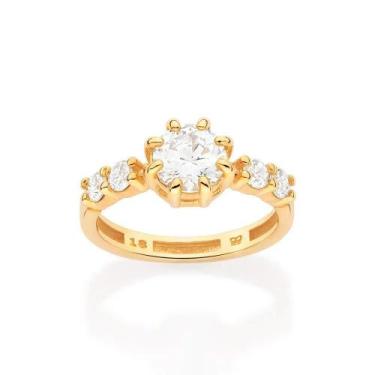 Imagem de Anel de noivado solitário banhado ouro 3x 24k 18k e 22k feminino 15 an