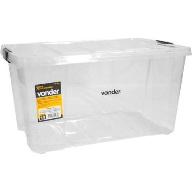 Imagem de Caixa plástica ferram baú 620x405x317mm s/ alça transp - Vonder