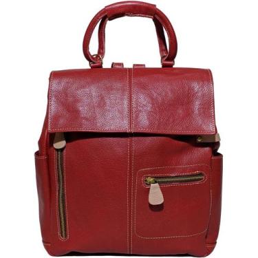 Imagem de Mochila Em Couro Legitimo Moderna Feminina Bolsos e Divisorias - Art M