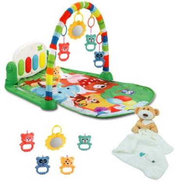 Imagem de Tapete Atividade Interativo Bebê Verde + Móbile e Naninha - Color Baby