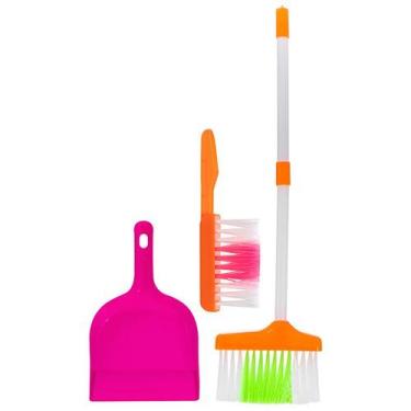 Imagem de Kit Limpeza Brinquedo Infantil Vassoura Escova Pá 3 Peças - Art Brink