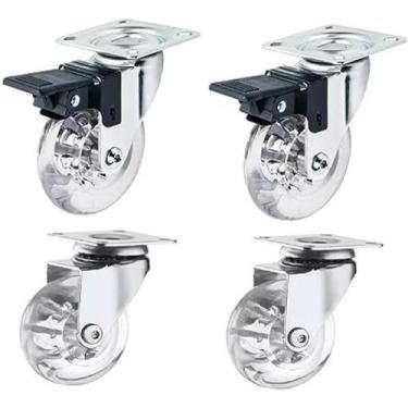 Imagem de Rodizio Cromado Para Móveis Roda Gel Com Freio E Sem Kit - Movifacil
