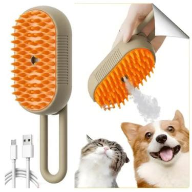 Imagem de Escova Vaporizadora Tira Pelos para Cães Gatos USB Massageadora Pet Ce