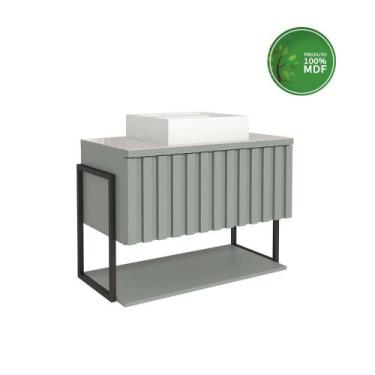 Imagem de Armário De Banheiro 100% MDF 80cm Metalon Com Cuba Havai Mgm Móveis Pi