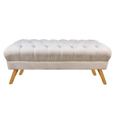 Imagem de Puff Decorativo Retrô Paris Capitonê 1 Metro Pé Palito Suede Bege - LM