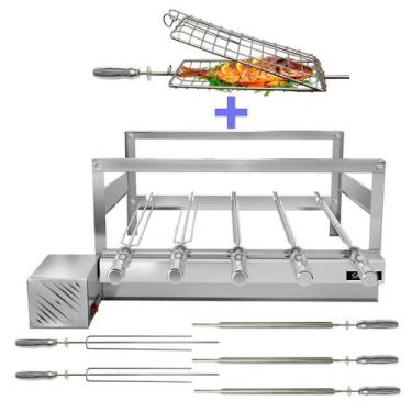 Imagem de Churrasqueira Giratória Grill Inox Gira Soft Grill 5 Espetos + Espeto 