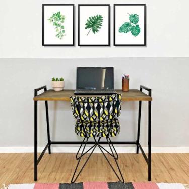 Imagem de Mesa para Escritório de Ferro e Madeira Industrial Steel 100cm Tabaco 