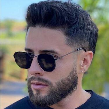 Imagem de Óculos de sol hexagonal feminino masculino em metal com proteção uv400