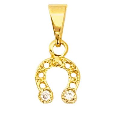 Imagem de Pingente Feminino Ferradura Cavalo Country Zircônias Cravejadas Folhea