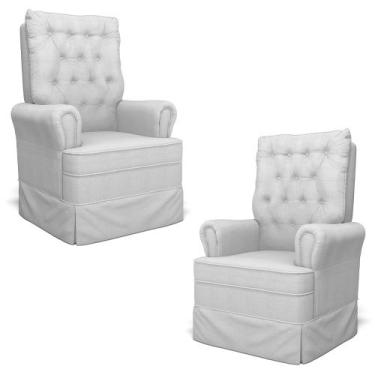 Imagem de Kit 02 Poltronas de Amamentação e Descanso Com Balanço Laís G05 Linho 
