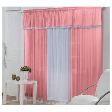 Imagem de Cortina Desejos Para Sala Ou Quarto - Salmão - Bordados Finos