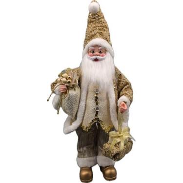 Imagem de Papai Noel Pequeno Gold de Tecido Decoração Natal 50cm - Zona Livre