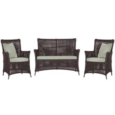 Imagem de Jogo Sofá e 2 Poltronas de Área Igapó Alumínio Pintura Marrom Corda Ná