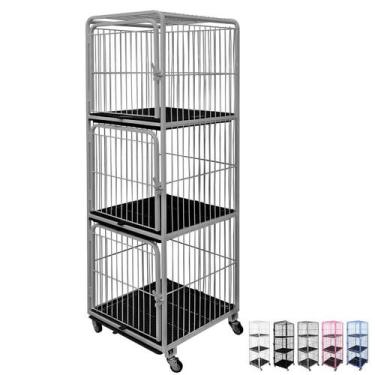 Imagem de Canil Gaiola Vertical 3 Lugares Cães Cachorro Pet Shop Tosa - Açomix, 