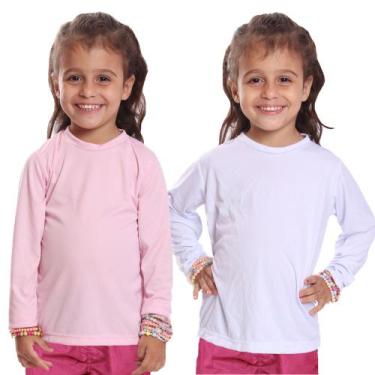 Imagem de Kit 2 Camisetas Infantil Menina Proteção UV Térmica Solar Manga Longa 