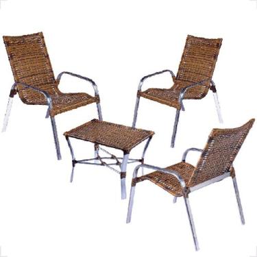 Imagem de Conjunto 3 Cadeiras e Mesa de Centro Alumínio Para Área Externa Fortal