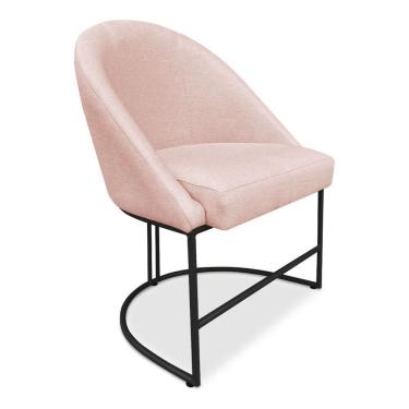 Imagem de Cadeira Poltrona De Jantar Bela Suede Rosa Bebê Base Metálica Industrial Preto - Pallazio