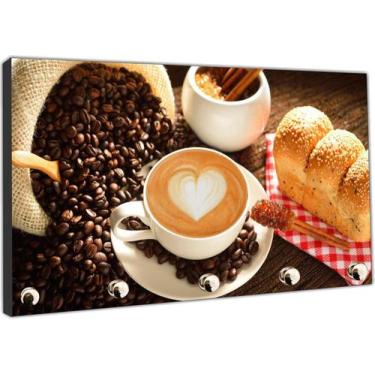 Imagem de Porta Chaves Padarias Pão Café Cafeterias Organizador Chaveiro Decorar