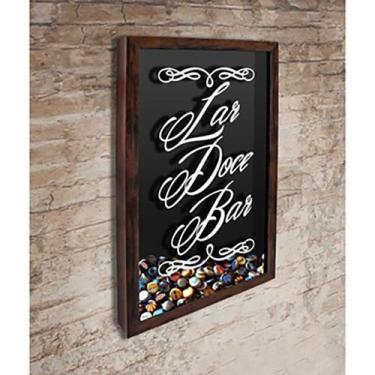 Imagem de Quadro Porta Tampinhas Lar doce bar - Quadro Novo, 37x52, Marrom