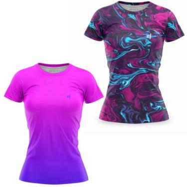 Imagem de Kit 2 Blusa Fitness Roupa Academia feminina Caminhada Treino Ciclismo 