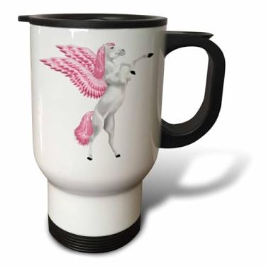 Imagem de 3dRose Caneca de viagem com ilustração de cavalo Pegasus rosa e branco, 400 ml