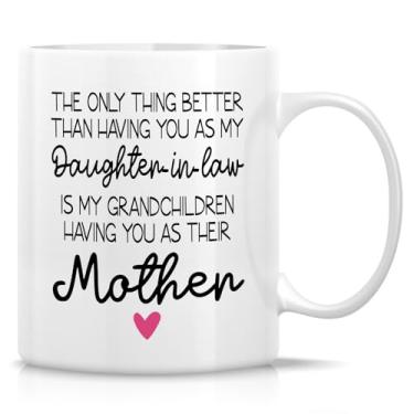 Imagem de Retreez Caneca engraçada da nora - xícara de café de cerâmica de 325 ml - Presente hilário para aniversário, feriado, apreciação e dia das mães - Da sogra com amor - presente para a adorável nora