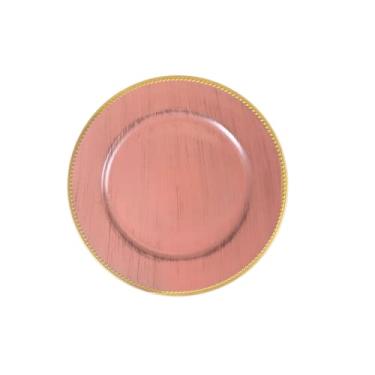 Imagem de Pomp Placas de carregador rosa Blush de 33 cm de diâmetro (pacote com 6) | Carregadores decorativos que capturarão sua imaginação | Cuidado fácil + plástico premium
