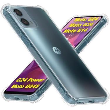 Imagem de USTIYA Capa para Motorora Moto G24 4G/G04 4G/G04S/ E14 4G/G24 Power TPU transparente quatro cantos capa de proteção de grau militar transparente fundo macio
