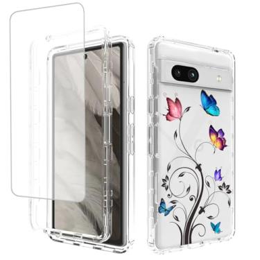 Imagem de Gufuwo Capa para Pixel 7A, capa para Google 7A GWKK3 com protetor de tela de vidro temperado, design floral de corpo inteiro, proteção rígida + TPU macio à prova de choque para Google Pixel 7A Tree