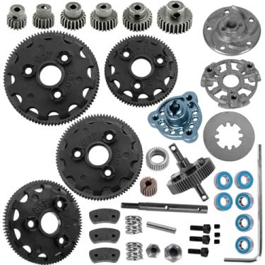 Imagem de BRCatWPark RC 48P(76T 83T 86T 90T) Spur Gear & Transmission Gear & Slipper Clutch Slipper Rebuild Kit Pressure Plate Upgrades Part for 1/10 Slash/Rustler/Stampede/Bandit/2WD (VXL),Titanium