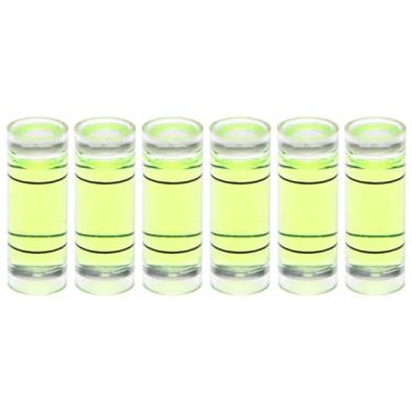 Imagem de HARFINGTON 6 peças de nível de bolha cilíndrica 9 x 25 mm mini bulseye niveis de bolha para nivelar câmera tripé telescópio oficina toca-discos, quadro de fotos, verde