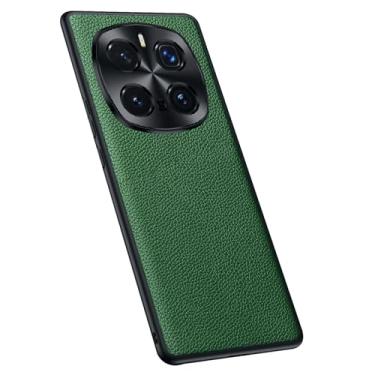 Imagem de POYUFRG Capa de couro genuíno para Honor Magic 7 Pro/7, capa fina de metal luxuosa feita à mão com borda macia antiqueda, verde, 15