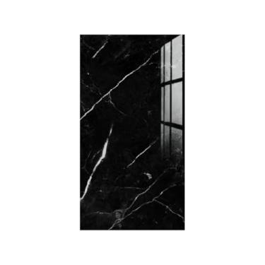 Imagem de Kit 10 Placas de Espuma Lavável Vinílica Adesiva - Efeito Mármore 60x30cm - Decoração para Parede (Preto)