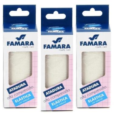 Imagem de Kit 3 Atadura Elástica 10cm x 1,30m Alta compressão bandagem faixa enf