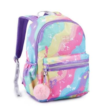 Imagem de Mochila Costas Menina Feminina Tie Die Pompom - Denlex