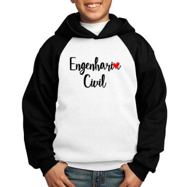 Imagem de Moletom Infantil Engenharia Civil - Foca na Moda, Branco, Preto, 14