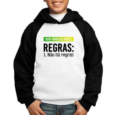 Imagem de Moletom Infantil Regras: Não há regras - Foca na Moda, Branco, Preto, 