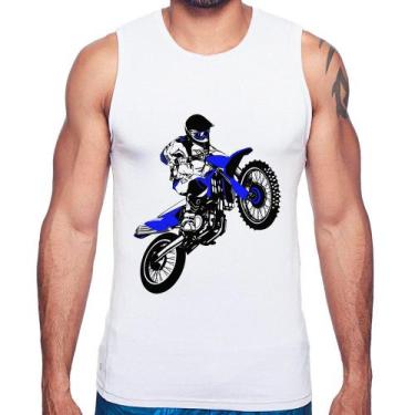 Imagem de Regata Motocross Jump Azul - Foca na Moda, Branco, GGG